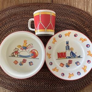 Tiffany & Co. 3-piece ceramic children's dinnerware set:  plate, bowl and mug